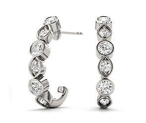 Diamond J Hoop Earrings