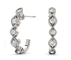 Diamond J Hoop Earings