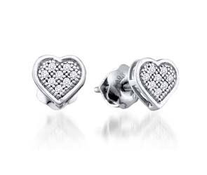 Diamond Heart Earrings<br> .05 Carat Total Weight
