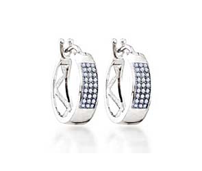 Micro Pave Hoop Diamond Earrings<br> .16 Carat Total Weight