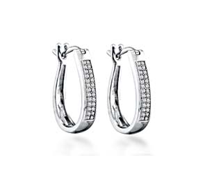 Micro Pave Hoop Diamond Earrings<br> .15 Carat Total Weight