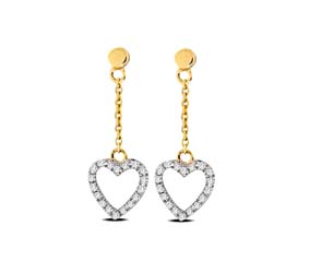 Diamond Heart Dangler Earrings