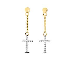 Diamond Cross Dangler Earrings