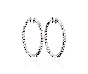 Prong Set Inside/Outside Diamond Hoop Earrings