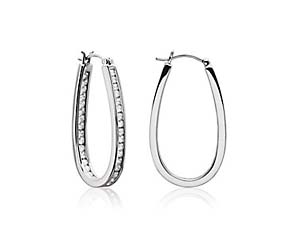 Channel Set Inside/Outside Diamond Hoop Earrings