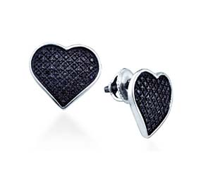 Black Diamond Heart Earrings<br> 1/2 Carat Total Weight