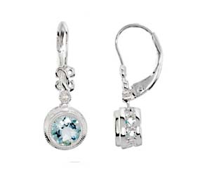 Bezel Set Aquamarine Drop Diamond Earrings