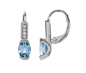 Oval Cut Aquamarine Diamond Earrings