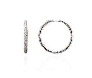 Pave Set Inside/Outside Hinged Diamond Hoop Earrings