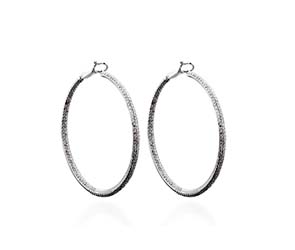 Pave Set Inside/Outside Diamond Hoop Earrings