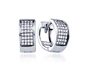 Ladies Micro Pave Diamond Earrings<br> .15 Carat Total Weight