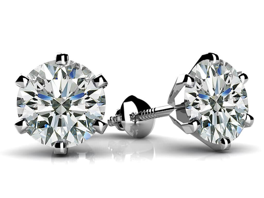 6 Prong Stud  Diamond Stud Earrings