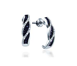 Ladies Black Diamond Fashion Earrings<br> 1/5 Carat Total Weight