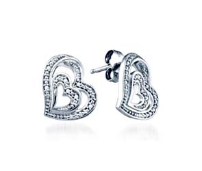 Ladies Diamond Heart Earrings<br> .04 Carat Total Weight