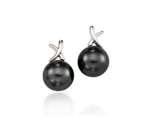 Genuine Tahitian Pearl & Diamond Swirl Drop  Earrings