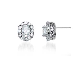 Halo-Style Oval Cut Diamond Earrings