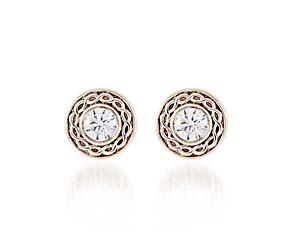 Roped Accent Bezel Diamond Earrings