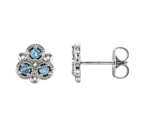 Three Stone Aquamarine Earrings