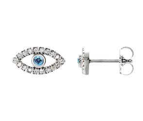 Aquamarine Eye Style Diamond Earrings