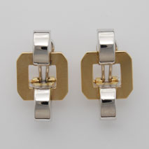 14K Yellow Gold / White Gold Square Stampato Earrings