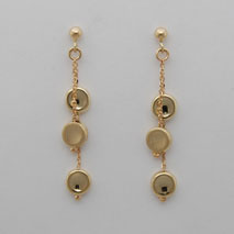 14K Yellow Gold Double Strand Concave Disc Earrings