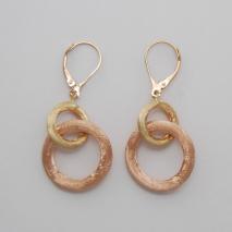 14K Yellow Gold & Rose Gold Satin Circle Earrings