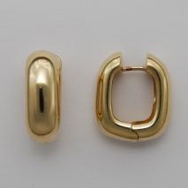 14K Yellow Gold Huggie Style Puffy Square Earrings