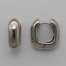 14K White Gold Huggie Style Puffy Square Earrings