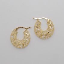 14K Yellow Gold Open Weave Hoop Potato Chip Earrings