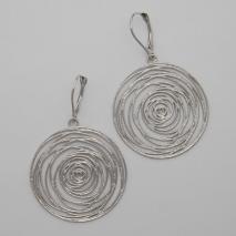 14K White Gold Flat Spiral Disc Potato Chip Earrings