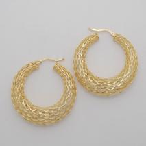 14K Yellow Gold Large Graduated Weave Hoop Earrings