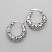 14K White Gold Graduated Hoop Earring