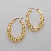 14K Yellow Gold Oval Graduated Weave Earrings