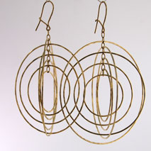 14K Yellow Gold New 7 Ring Orbit Earrings