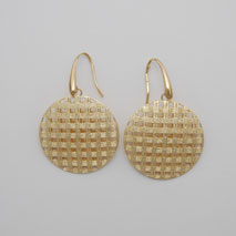 14K Yellow Gold Checkerboard Weave Earrings