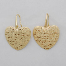 14K Yellow Gold Puff Heart Earrings
