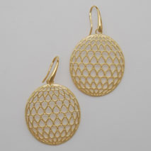 14K Yellow Gold Oval Weave Earrings