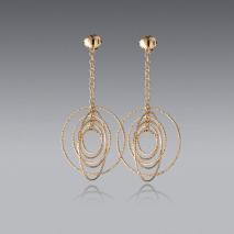 14K Yellow Gold Large Round Orbit Earrings