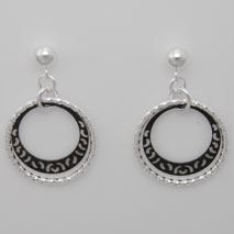 Sterling Silver Ring Earrings, Black Rhodium Filigree Ring
