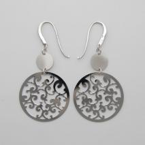 Sterling Silver Laser Cut Florentine Earrings