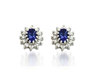 Tanzanite and Diamond Cluster Earrings