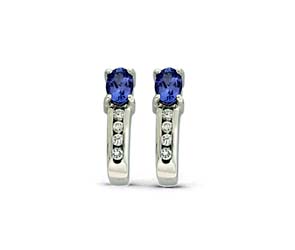 Oval Cut Tanzanite and Diamond Earrings