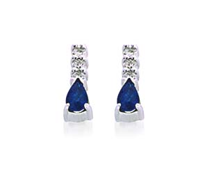 Genuine Pear Shape Sapphire and Diamond Earrings