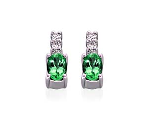 Genuine Oval Cut Emerald Diamond Earrings