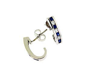 Genuine Blue Sapphire Diamond Earrings