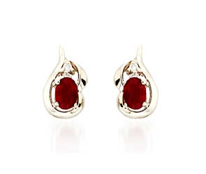 Oval Shape Ruby and Diamond Earrings 