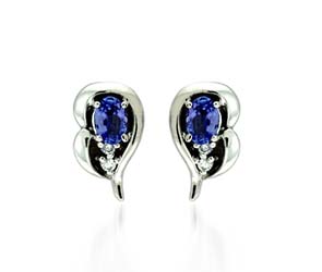 Oval Shape Tanzanite and Diamond Earrings 