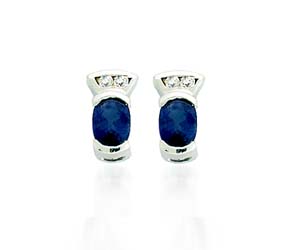 Blue Sapphire and Diamond Earrings