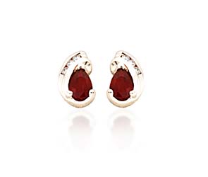 Pear Shape Ruby and Diamond Earrings