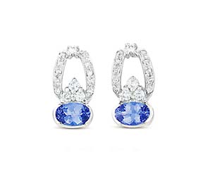 Hanging Tanzanite and Diamond Earrings